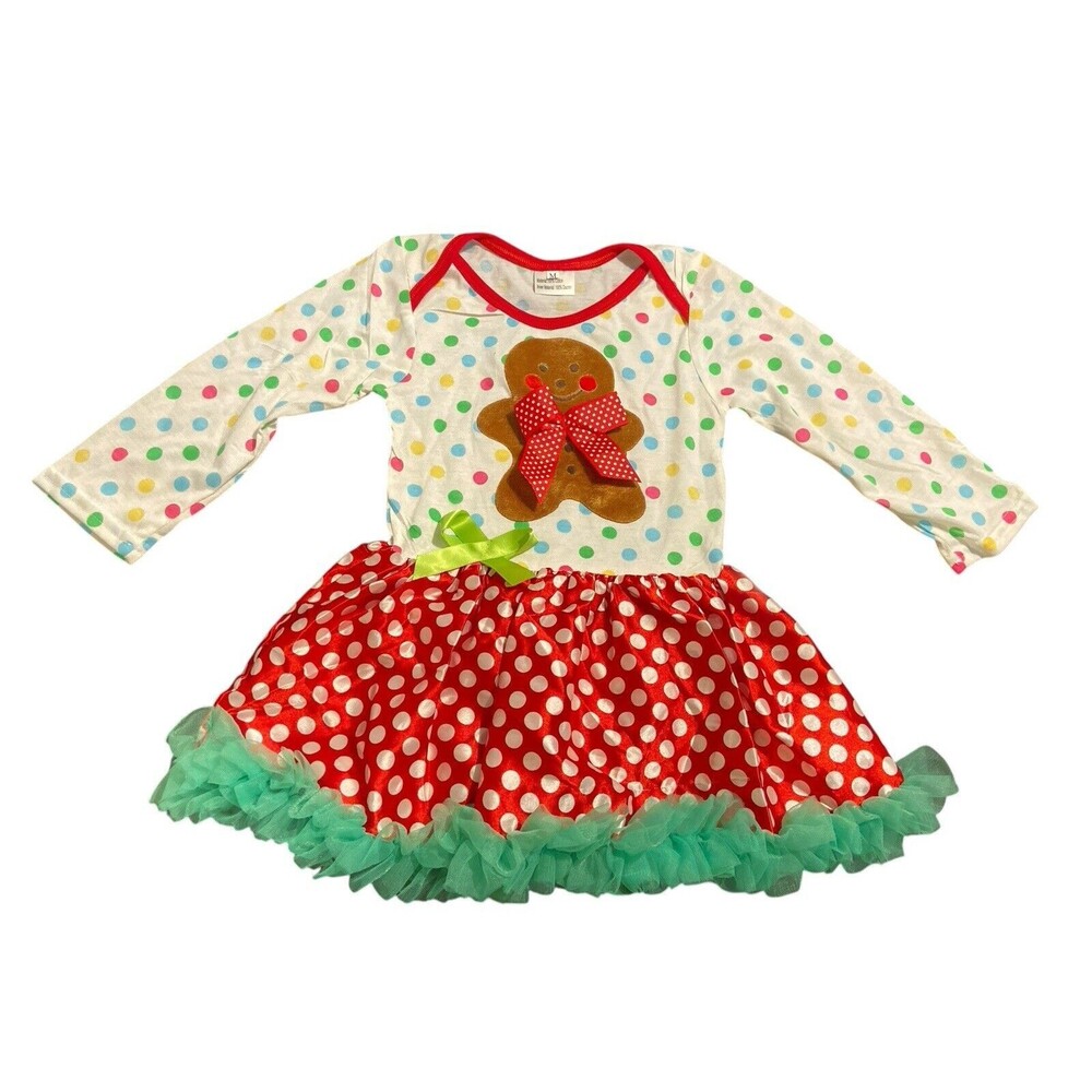 Toddler Christmas Tutu Dress Baby Girls Long Sleeve Ruffle Tulle One Piece